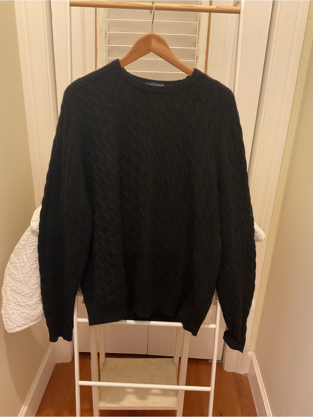 Grant Thomas Cashmere Classic Black Cable-Knit Men's Sweater